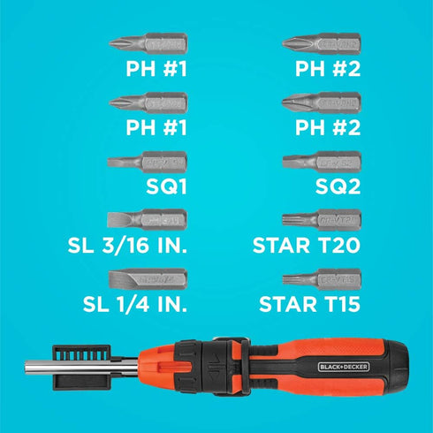 BLACK+DECKER Ratcheting Screwdriver, 10 Bit (BDHT68000)...