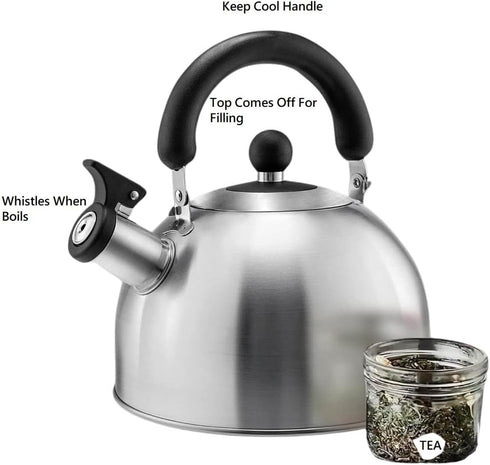 Stainless Steel Whistling Kettle 2.5qt/2.37l Hot Water Tea Stovetop...