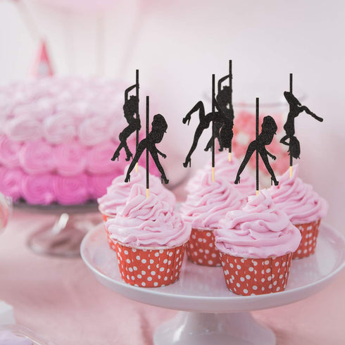 Donoter 48 Pcs Pole Dancing Cupcake Toppers Pole Dancers Cake Picks for Bachelorette Party Birthday Decorations...