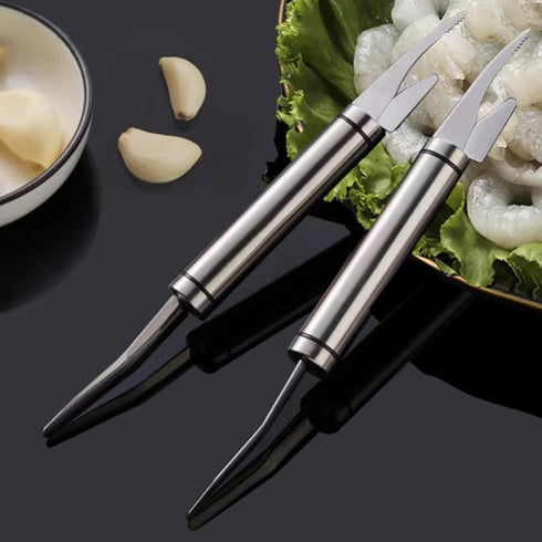 2Pcs Shrimp Deveiner Tool and Peeler, Toadfish Shrimp Cleaner, 5 in 1 Multifunctional Shrimp Peeler and Deveiner Tool, Oyster Shucking Knife, Ergo...
