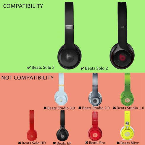 Replacement Ear Pads for Beats Solo 2 and Solo 3 by Niukeke, Headphone Ear Covers with High Density Memory Foam, Soft Leather, Adaptive Noise Canc...