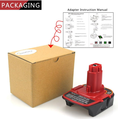 waitley Battery Adapter for Dewalt DCA1820 18V-20V Converter with USB Port Function Compatible with DC9096 DE9096...