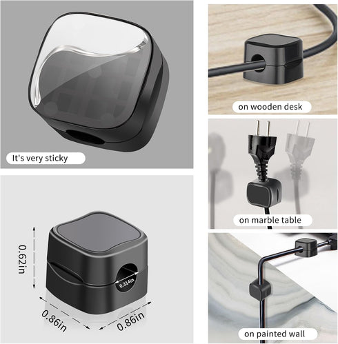 6 Pack Magnetic Cable Clip Clips, Under Desk Cable Management,Hgliagtsmat Adhesive Cord Clip Storage Box for Home Desk Phone Car Wall Desktop Nigh...
