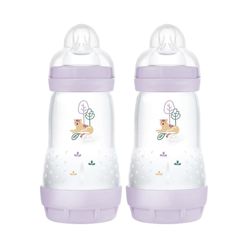MAM Easy Start Matte Anti-Colic Baby Bottles, 9 oz (2 Count), Medium Flow Nipples, Baby Girl, 2 Count...