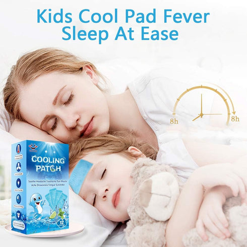12 Sheets Cooling Patches for Fever Discomfort & Pain Relief, Cooling Relief Fever Reducer, Soothe Headache Pain, Pack of 12...