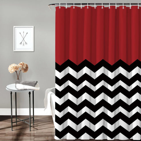 Vandarllin Red Black and White Chevron - Extra Long 72x84 Inches Shower Curtain Custom Made...