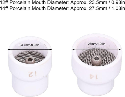 2Pcs TIG Welding Cup Welding Torch Cup Ceramic Nozzle Accessory Kit for WP9/17/18/20/25/26 (White)...