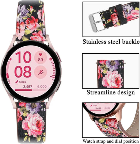Bands Compatible with Samsung Galaxy Watch 7 / FE / 6/6 classic / 5/5 Pro / 4/4 Classic / 3 41mm / Active 2 / Huawei GT3 / GT2 42mm, 20mm Printed ...
