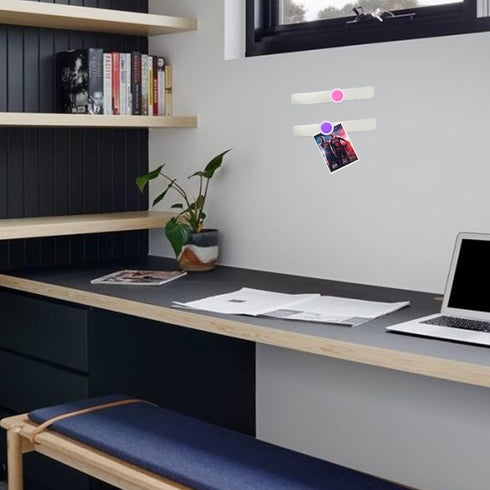 Magnetic Board Frameless Stainless Iron Strips, Magnetic Strips with Adhesive Backing Magnet Board Magnetic Bulletin Bar Board Memo Board with 7 P...