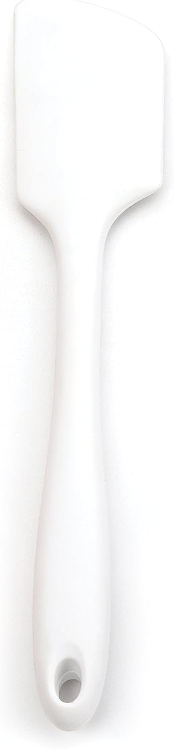 RSVP International Ela Series Heat Resistant Cooking & Baking Strong Silicone Wrapped Steel Rubber Scraper, Spatula, 11x2, White...