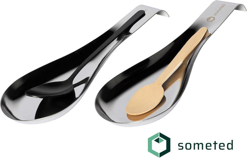 Stainless Steel Spoon Rest-Spatula Ladle Holder Set of 2 Stainless Steel Utensil Spoon Rest Holder Brushed Finish Dishwasher Safe Serving Cooking ...