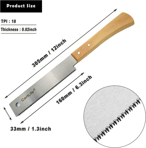 Small Hand Saw,Japanese Woodworking Flush Cut Saw with Flexible Blade,Wooden Straight Edge 18TPI Pull Saw Tool for Carpentry,DIYer...
