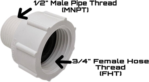 1/2" NPT Male x 3/4” GHT Female, PVC Non Brass, MNPT x FGHT Garden Hose Adapter Fitting...