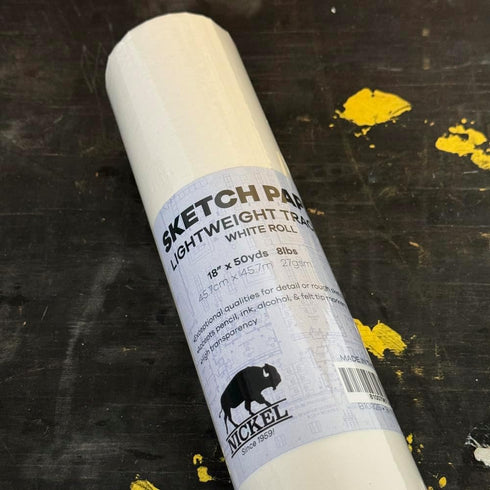 Nickel White Sketch Tracing Paper Roll, 12 inch X 50 yard I White Translucent Paper Vellum I Lightweight Paper for Drawing, Sketching, Drafting, O...