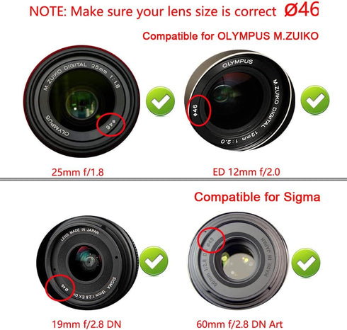 46mm Lens Cap Compatible for Nikon Z50 kit NIKKOR Z DX 16-50mm Lens, Compatible for Panasonic Lumix G9 G7 kit Lumix G Vario 14-42mm Lens (2 Pack)...