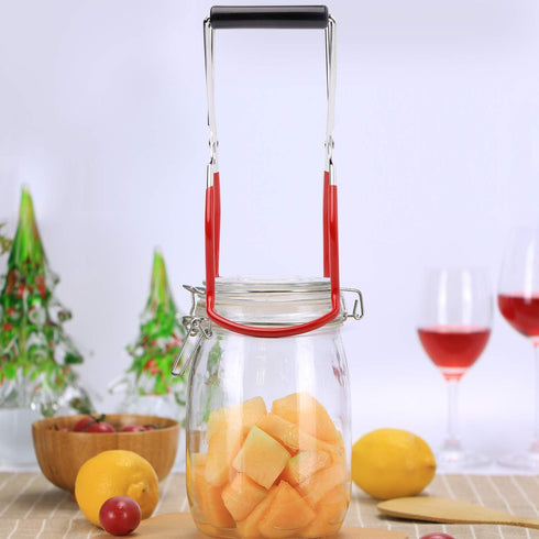 Eeoyu Canning Jar Lifter Tongs Stainless Steel Jar Lifter with Grip Handle for Home Kitchen (Red)...