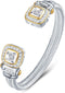 UNY Designer Inspired Jewelry Double Cable Wire CZ Antique Bangle Elegant Beautiful Valentine Gift (White)...