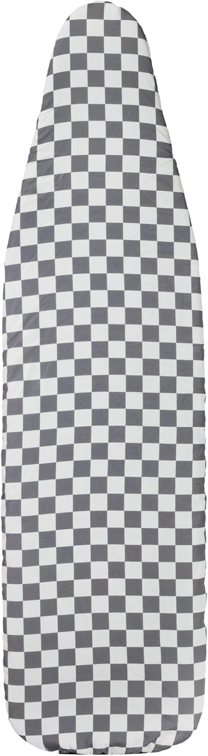 Household Essentials Wide Cotton Ironing Board Replacement Cover, White and Grey...