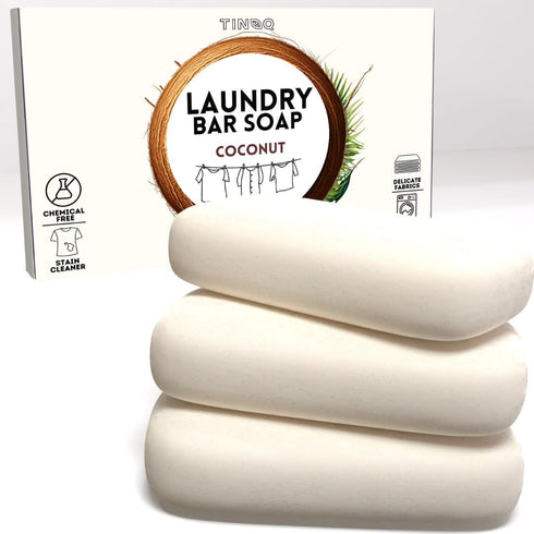 Hypoallergenic Laundry Soap Bar - Natural Ingredients with Coconut Oil for Sensitive Skin - 3Pcs...