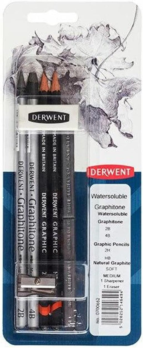Derwent Water Soluble Graphitone Mixed Media, Pack, 8 Count (0700662)...