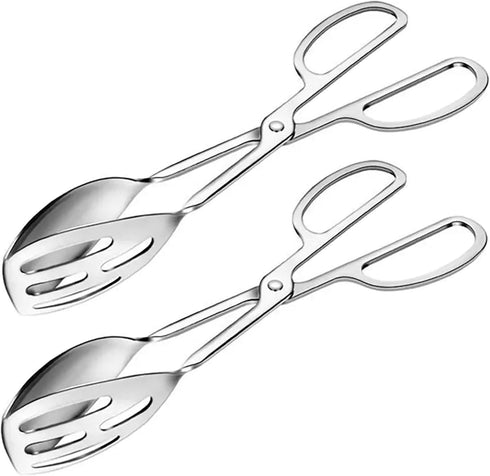 2 Pack Serving Tongs Buffet Tongs for Kitchen Cooking 10 Inch Stainless Steel Salad Tongs Serving Utensils for Wedding Party Catering (Silver)...