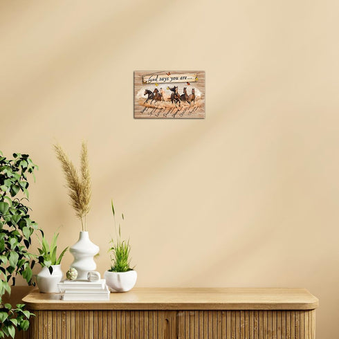 Strofupp Horse Wall Art God Says You Are Inspirational Picture Bible Quote Wall Decor Modern Farmhouse Painting Artwork 12x18 inches...