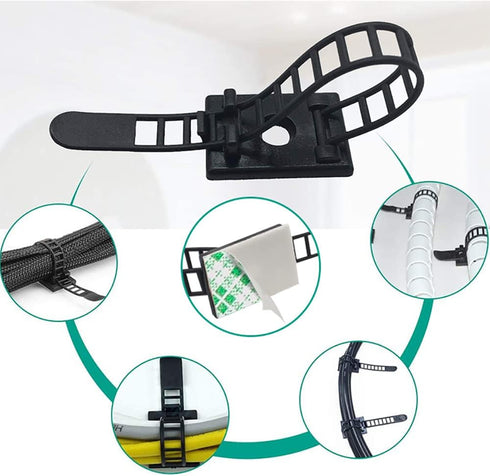 Cable Nylon Ties,Cable Classification Organizer Ties,Desktop Wire Self Adhesive Ties,20 Pieces Black Cable Ties...