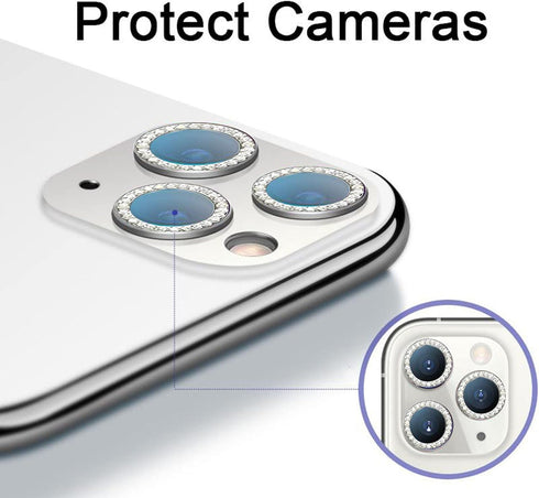 SVIBEE Camera Lens Protector,for IPhone 11/12/12mini,Aluminum Alloy Lens Screen Cover Film, Protector Lens Shield, Rocky Crystal Diamond. (11/12/1...