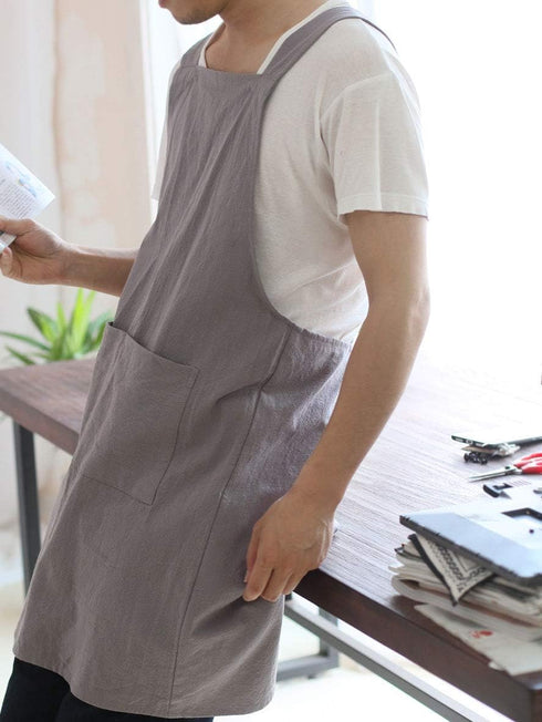 Cotton/Linen Japanese Style Cross Back Aprons Pinafore Dress...