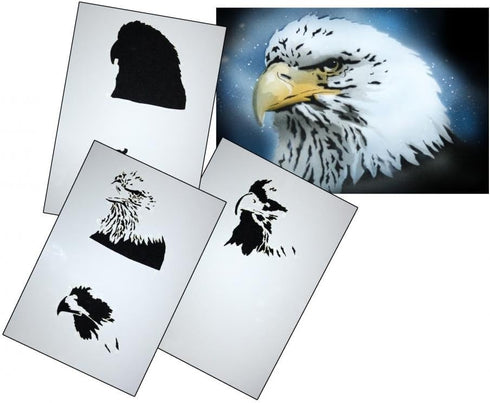 UMR-Design AS-067 eagle Airbrush Stencil Template Step by Step Size M...