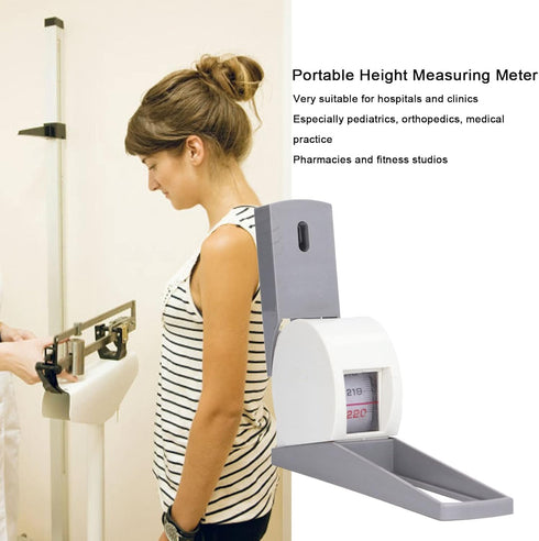 Portable Height Measuring Meter Wall Mounted Retractable Height Meter Convenient Body Growth Stature Altimeter 2.2meter for Clinics Fitness Studio...