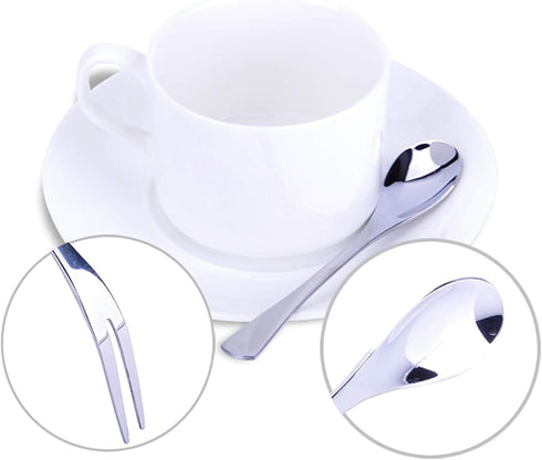 VANRA 5in 4-Piece Flatware Set - Silver Stainless Steel - 2 Forks and 2 Spoons - Salad, Teaspoon, Cocktail, Coffee, Serving, Appetizer...