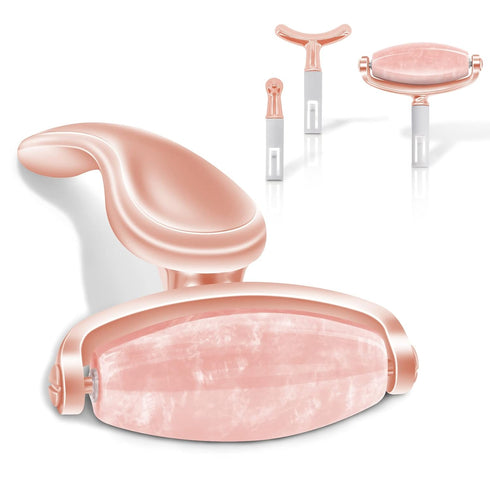 Jade Facial Roller, Jade Face Roller Massager with 3 Interchangeable Heads for Women Routine Skin Care, Reduce Puffiness Wrinkling Rejuvenate Skin...