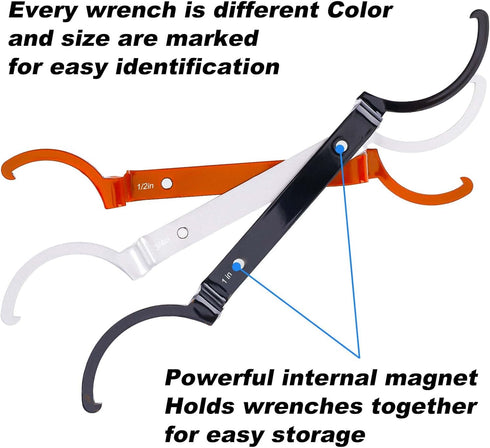 3pcs Conduit Lockout Wrench Set, 1/2&3/4&1in Coilover Wrench Loosen or Tighten Locknuts C-Shape Spanner Wrench for Tight Spaces Tightening Or Loos...