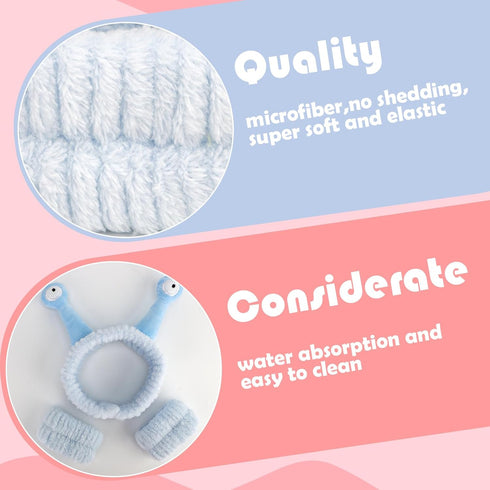 Canitor Snail Spa Headband Wrist Bands for Washing Face Makeup Headband Cute Animal Hair Band Head Band for Skincare Face Wash Cute Funny Gifts fo...