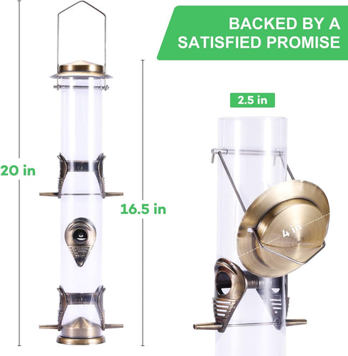 MIXXIDEA Metal Tube Bird Feeders for Outdoors Hanging Bird Feeders for Outside Wild Birds Feeder 6 Ports Hanging Bird Feeder Attract Birds in Your...