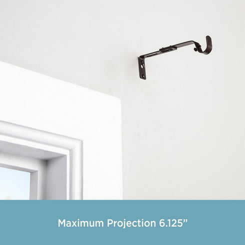 Kenney Adjustable Curtain Rod Brackets, Mocha (2-Pack)...