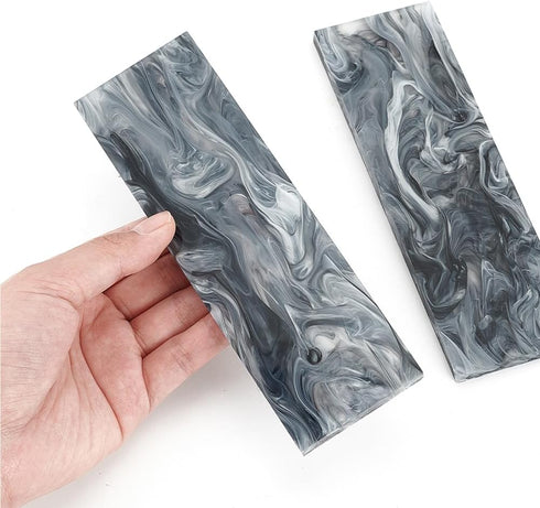 2pcs Marble Pattern Acrylic Knife Handle Scales Black Knife Grips Sheets Knife Scales Slabs Making Rectangle Knife Handle Tool 6.3×2×0.27inch for ...