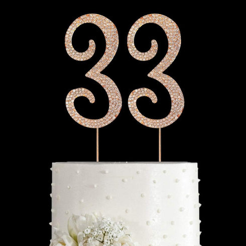 MAGJUCHE Gold 33" Crystal Cake Topper, Number 33 Rhinestones 33rd Birthday Cake Topper, Men or Women Birthday or 33th Anniversary Party Decoration...