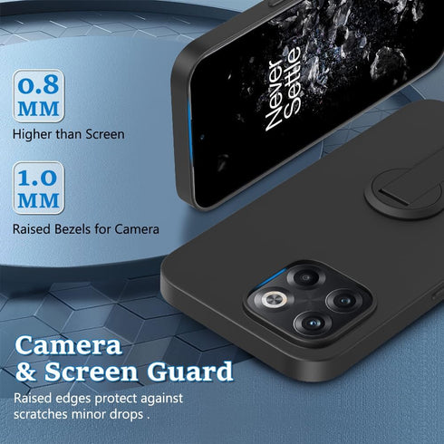 Case for OnePlus 10T 5G Phone Case with Glass Screen Protector, Built in 360° Rotatable Folding hidden Kickstand/Stand Silicone TPU Shockproof Pro...