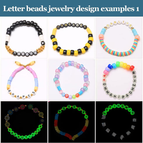 Eppingwin 500 PCS Letter Beads, Glow in The Dark, 4x7 mm Acrylic Beads, Vowel Letter A Beads, Alphabet Beads, Round Letter Beads for Bracelets (Le...