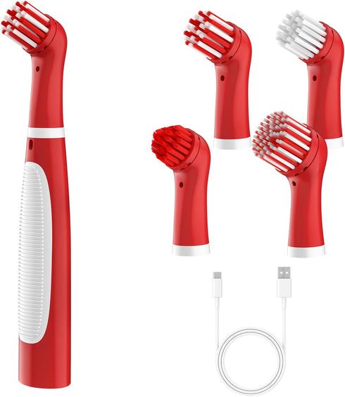 SOARING Rechargeable Electric Cleaning Brush with 4 in 1 Multiple Brush Heads,Indoor Household Cordless Motorized Brush for Bathroom Toilet Kitche...