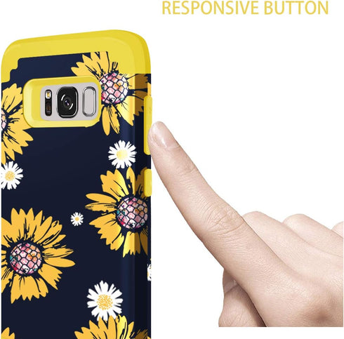 Fingic Galaxy S8 Case, Samsung Galaxy S8 Case Sunflower 3 in 1 Heavy Duty Hybrid Hard PC Soft Silicone Rugged Bumper Anti Slip Full-Body Shockproo...