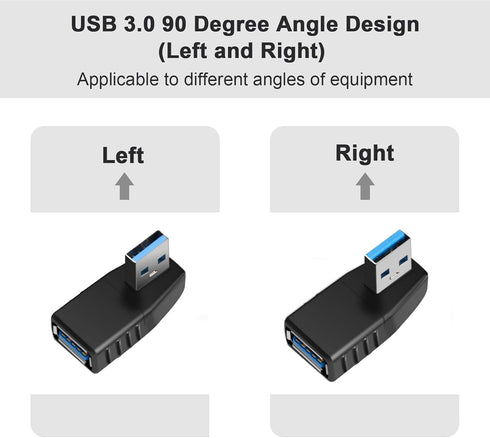 USB 3.0 Adapter 90 Degree Male to Female Coupler Connector Plug Left Angle and Right Angle...