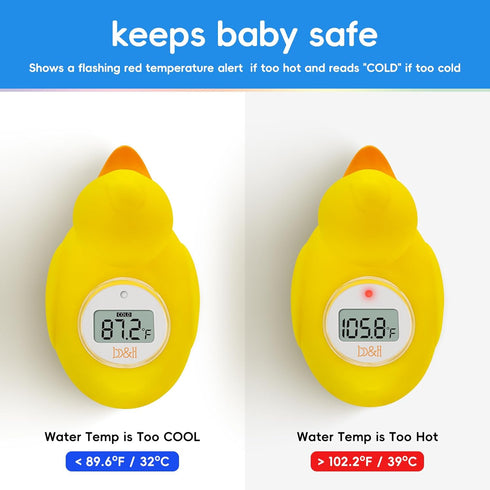 b&h Digital Duckling Baby Bath Thermometer, Infant Safe Floating Water Temperature Thermometer and Baby Bath Time Toy – Easy to Read Display | BPA...