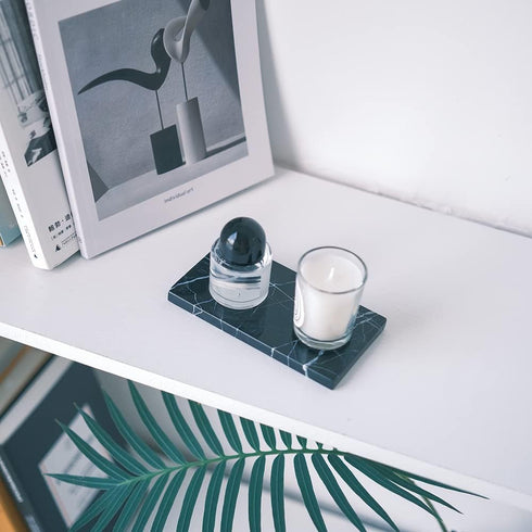 Marble Candle Plate, Pillar Candle Holder Stand, Decorative Small Candle Tray, Black Coasters, Candle dish for Coffee Table Decor, Wedding, Party,...