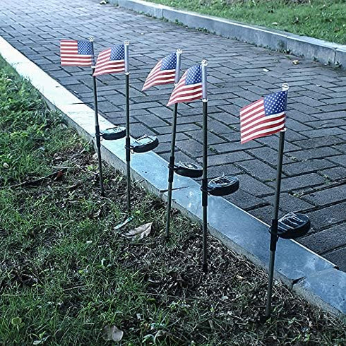 Epicgadget Solar Lights Outdoor, Outdoor Led Pathway Landscape Solar Lights Solar Powered Garden Lights American Flag Shaped Decor Stake Lights fo...