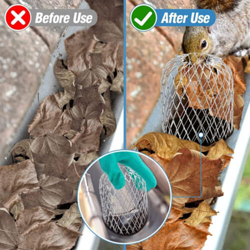 10 Pack Gutter Downspout Guards 3.5 Inch Adjustable Aluminium Filter Strainer, Expandable Gutter Strainer for Preventing Blockage Leaves Debris Dr...