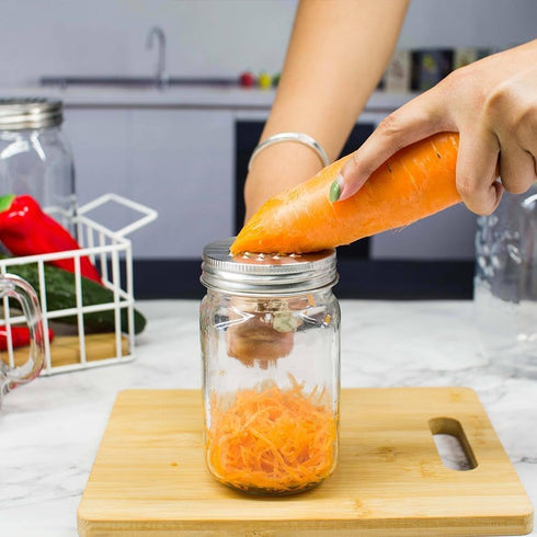 Mason Jar Grater Lid, Reusable Mason Jar Shredder Lid, Stainless Steel Regular Mouth Mason Jar Shredder Cap Canning Jar Cheese Spice Zester Lid fo...