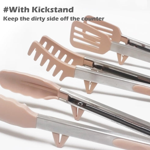 Tongs for Cooking, 12" Kitchen Tongs with Silicone Tips, Food Grade Serving Tongs Set of 3, Pink...